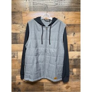 TravisMathew Mens Quilted Vest Hoodie Jacket Gray Black Size M Performance